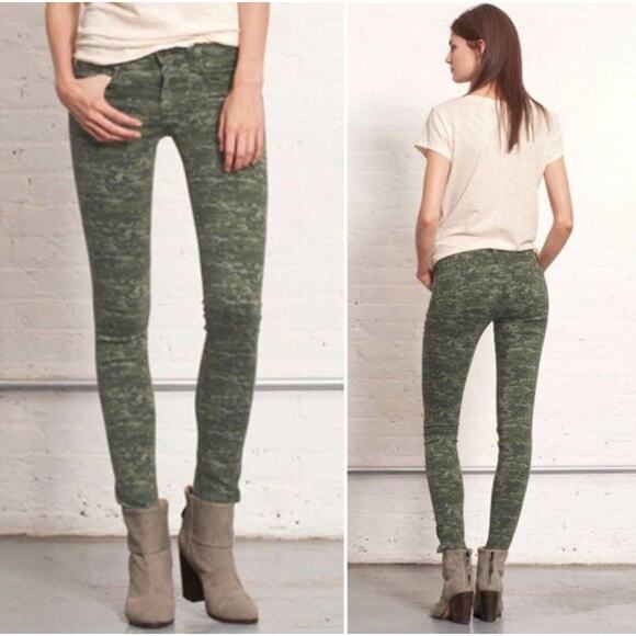 Rag & Bone Skinny Green Digital Graphic Camo Stretch Ankle Jeans 27 - Picture 1 of 10